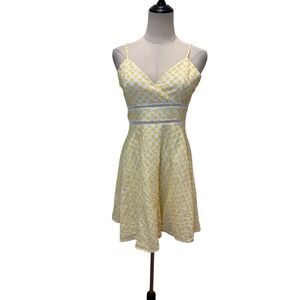 Yellow Eyelet Lace Babydoll Dress Sz M Soft Twee Cottage Coquette Bridal Shower